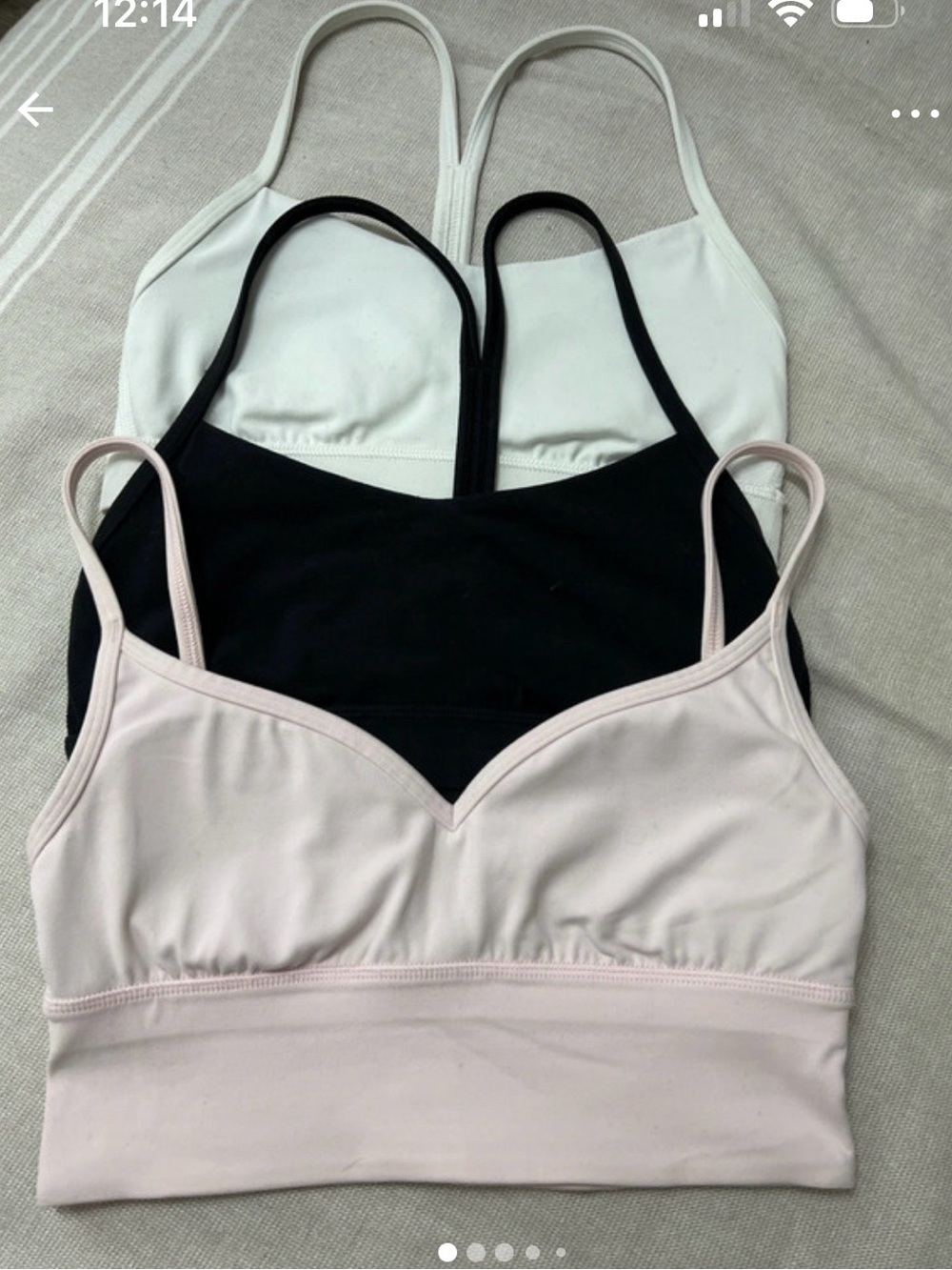 lululemon athletica Seamless Strappy Bralette Set — Light Pink, Black & White
